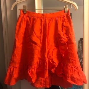 J. Crew red/orange Ruffle Skirt
